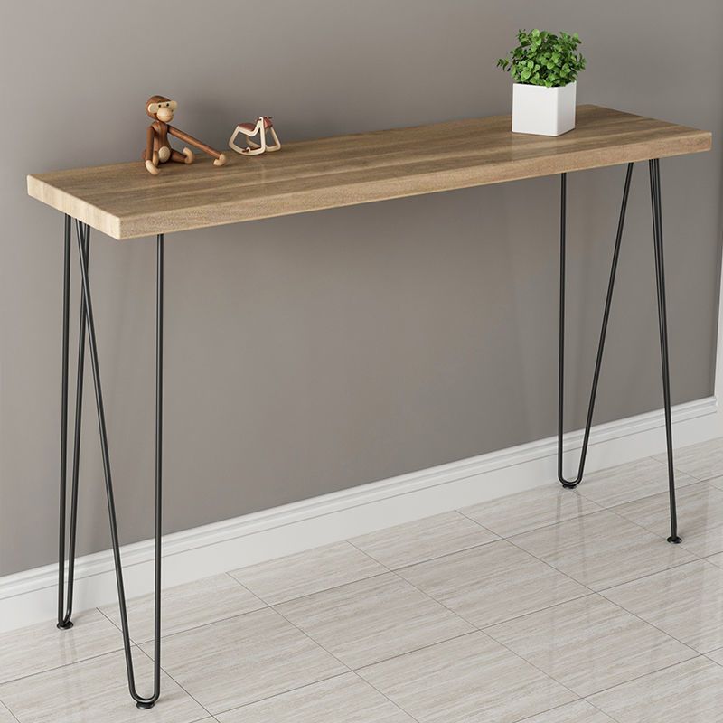 Rectangle Solid Wood Console Table Ironcraft Frame Accent Table for Hall