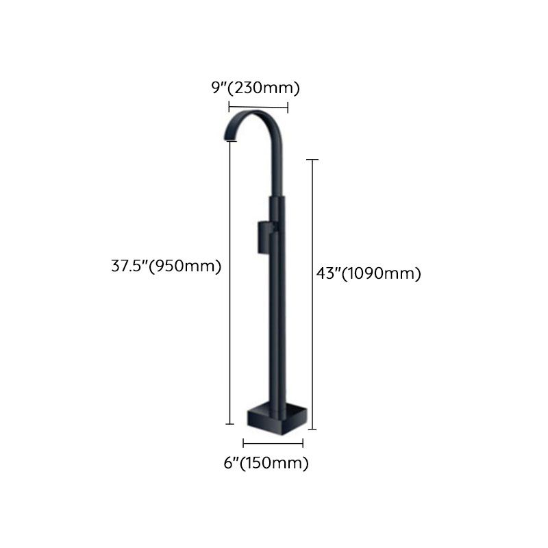 Modern Floor Mounted Metal Freestanding Tub Filler Single Handle Freestanding Faucet