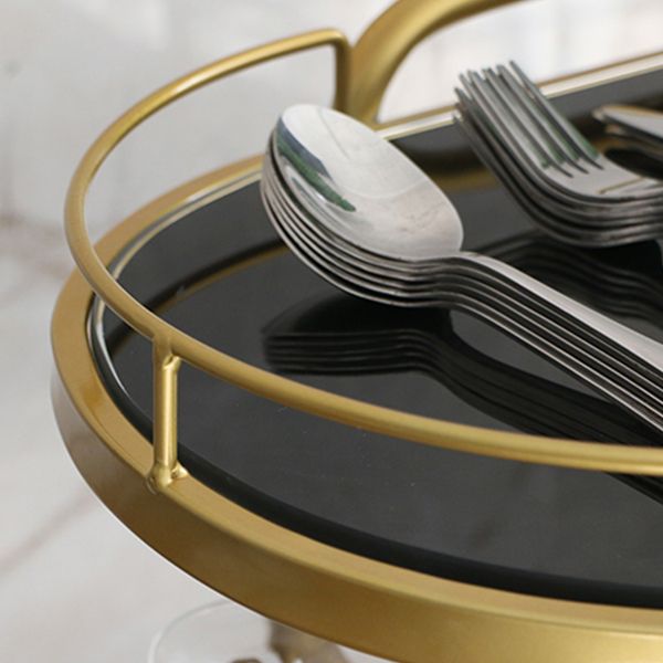 32.28"H Rolling Modern Prep Table Metal Oval Prep Table for Dining Room