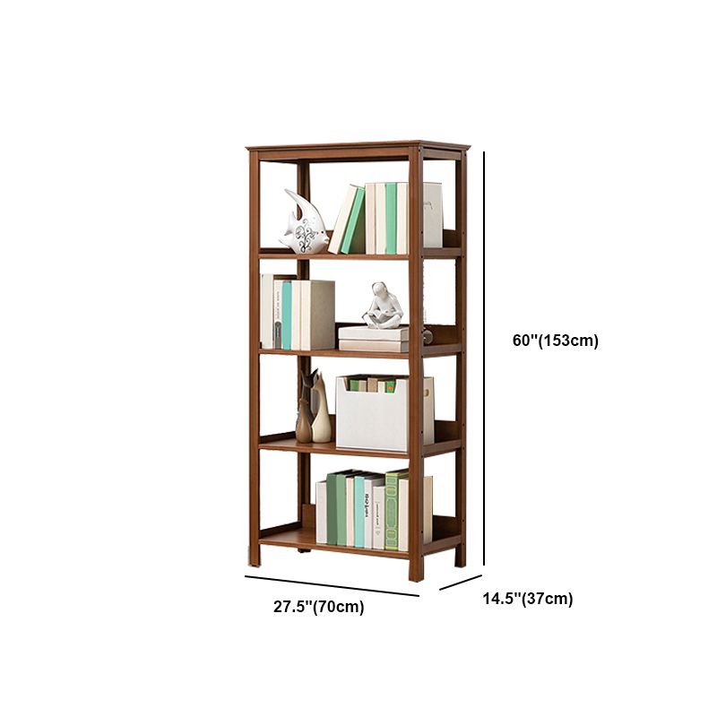 Modern Brown Vertical Book Shelf Bamboo Etagere Open Shelf for Home