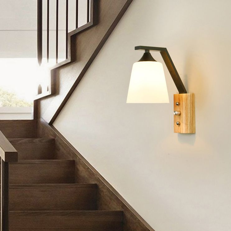 Nordic Style Wooden Wall Light Cylinder Shape Wall Lamp for Living Room