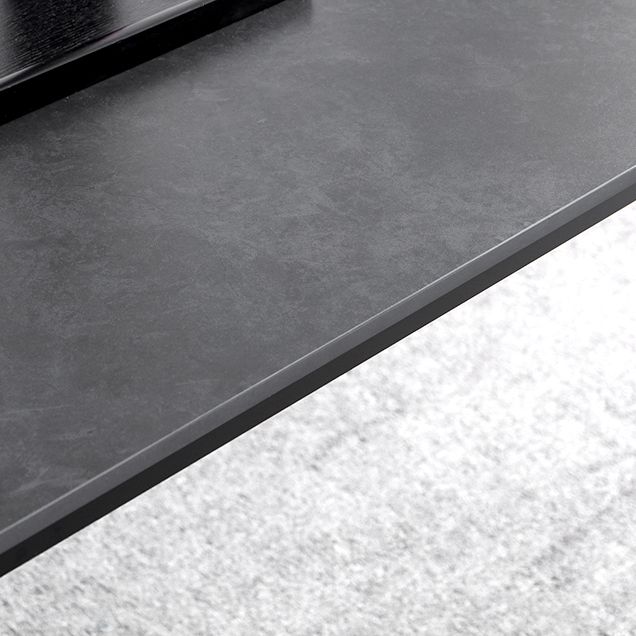 Modern Style Traditional Height Dining Set with Fixed Rectangle Shape Table and 4 Black Legs Base