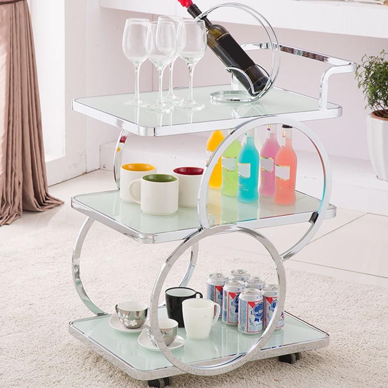 33.07" High Modern Prep Table Rolling Metal Prep Table for Home