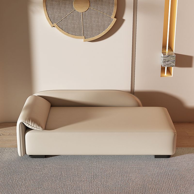 Scandinavian Upholstered Solid Color Genuine Leather One Armed Chaise