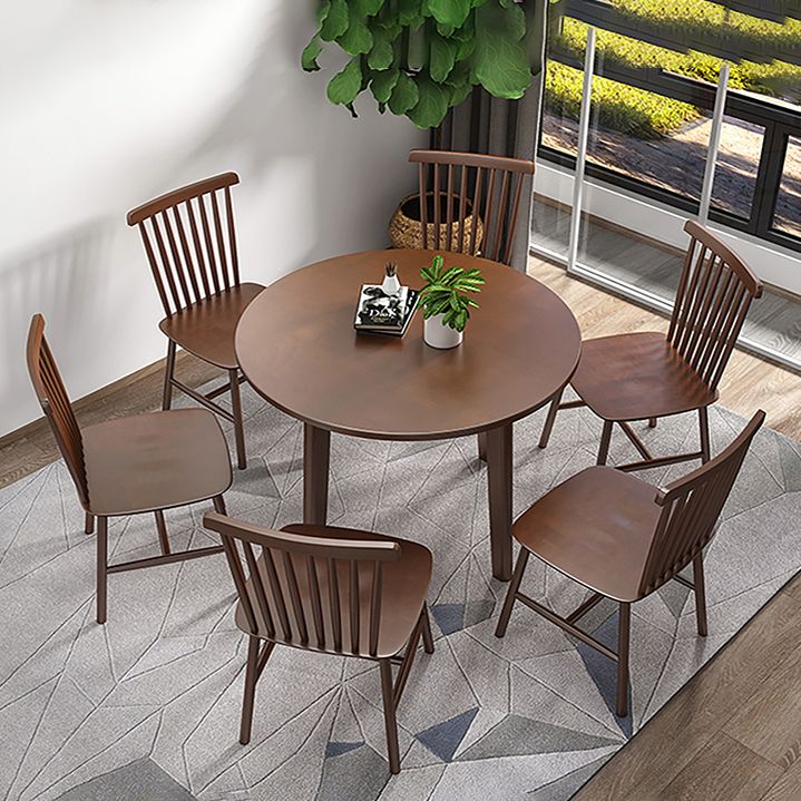 Table à manger en bois massif contemporain table de forme ronde avec base de 3 jambes