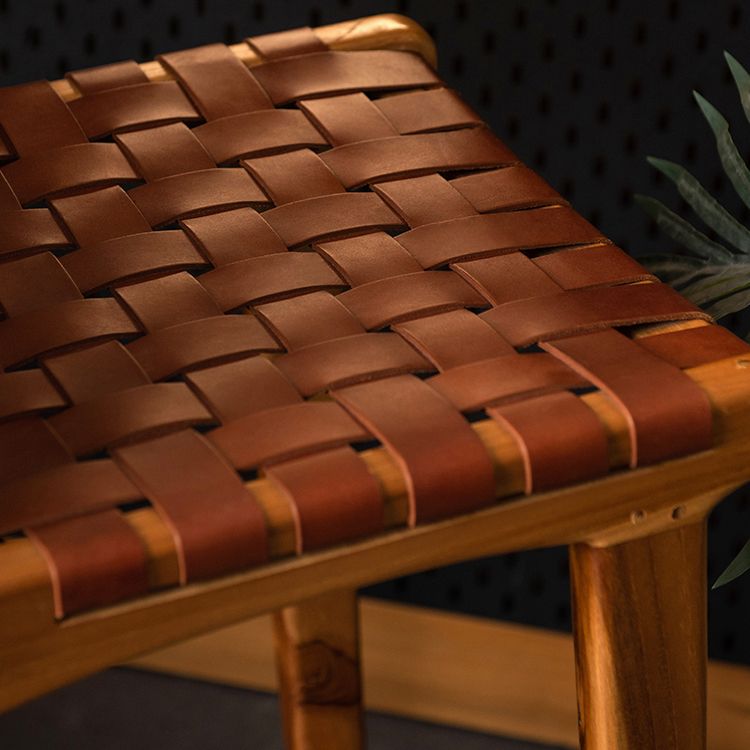 Contemporary Armless Low Back Bar Stool with Solid Wood Base