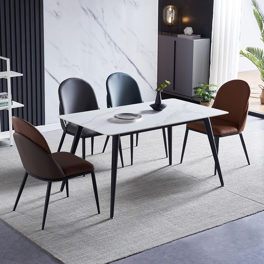 Silla de comedor de estilo moderno, sillas Parsons laterales de metal sin brazos para cocina