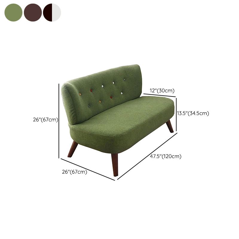 Contemporary Cotton Armless Sofa with Tufted Back and Solid Wood Legs