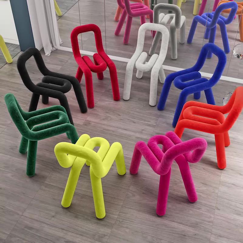 Contemporary Side Chair Velvet Open Back Dining Chair for Indoor