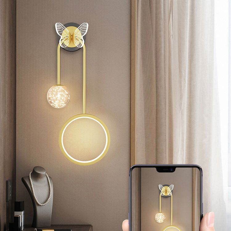 Modern Style Spherical Shape Wall Sconce Glass 3 Light Wall Lighting for Bedroom