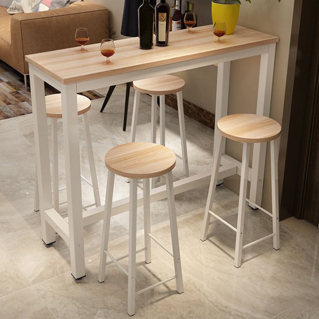 Modern Style Rectangle Bar Table Wood Bistro Bar Desk with Trestle Base