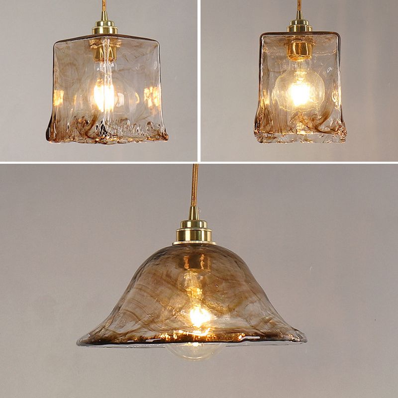 Moderne hanglampverlichting Geometrische hanglamp 3 Lichtglashanglicht in goud