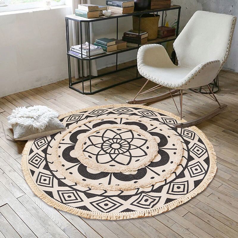 Chique bloemen binnen tapijt multi -gekleurde boho tapijt katoen wasbaar tapijt van woonkamer
