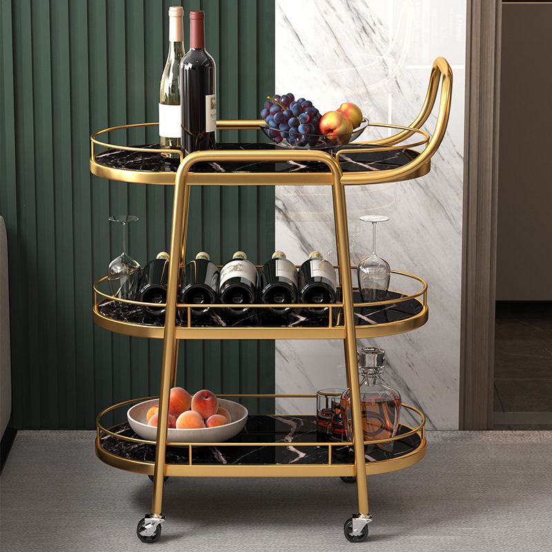 32.28" High Rolling Modern Style Prep Table Stone Prep Table for Dining Room