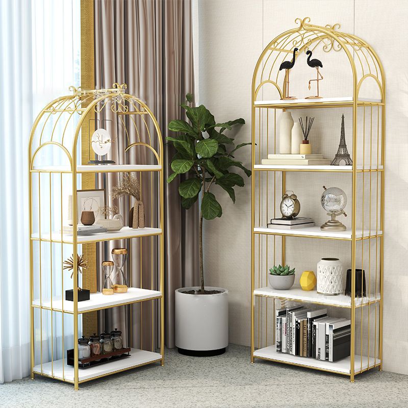 Glam Open Vertical Bookshelf Metal Etagere Shelf Bookcase for Home