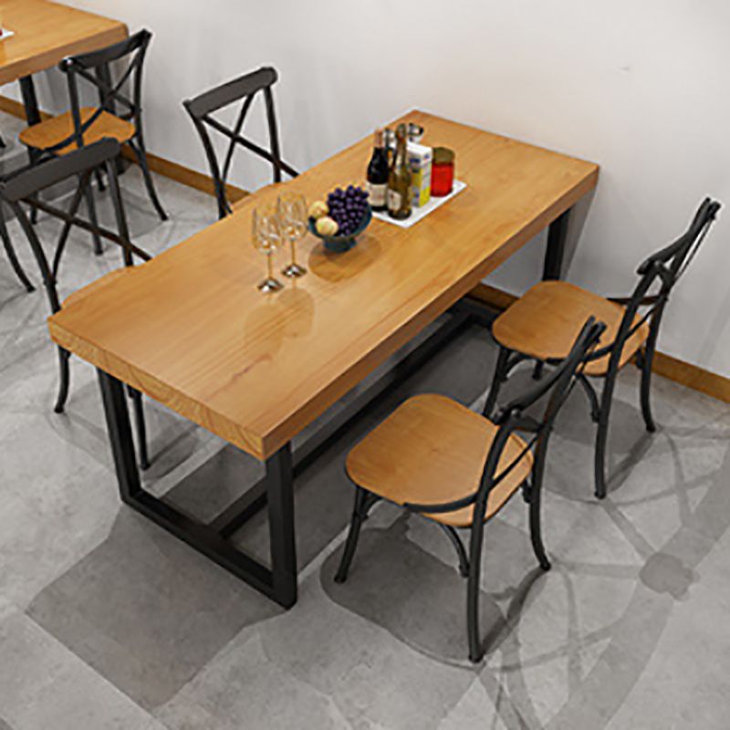 Industrial 1/3/5 Pieces Dining Set Rectangle Pine Wood Dining Table for Cafe