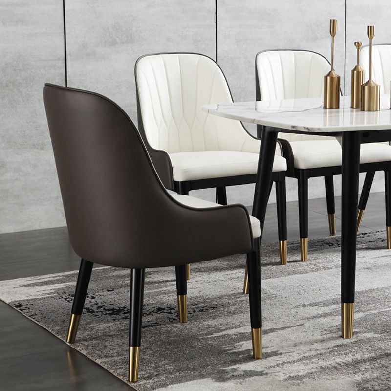 Industrial Upholstered Dining Chairs Parsons Chair in Black Legs