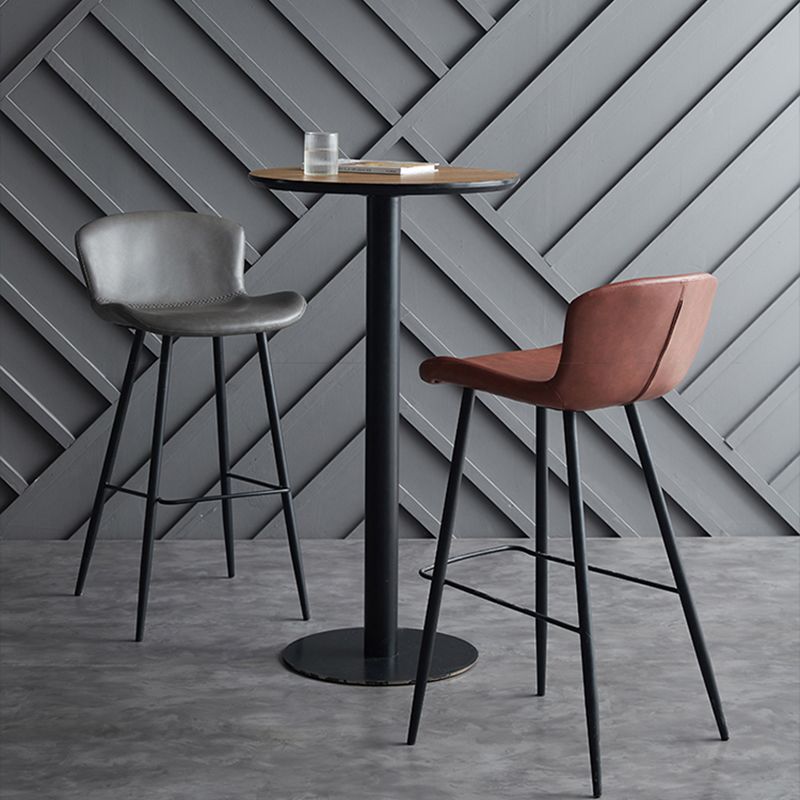Contemporary Armless Bar Stool Faux Leather Bar Stool for Living Room