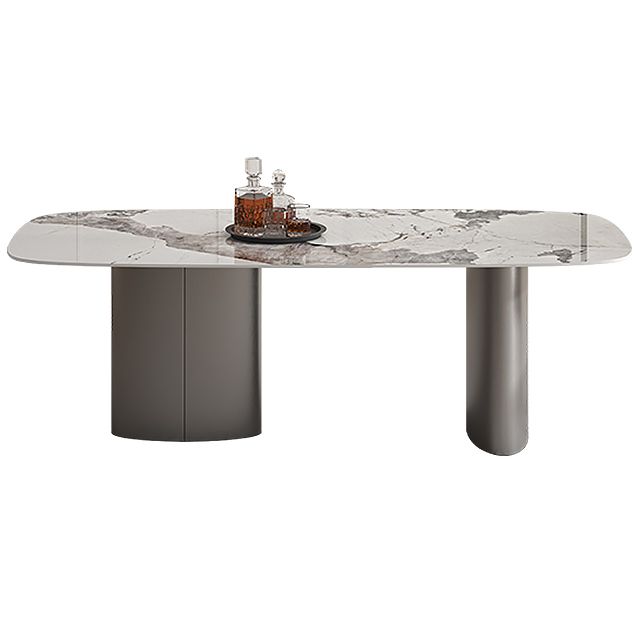 Metal Modern Rectangle Indoor Table Sintered Stone Dining Table for Kitchen and Dining Room