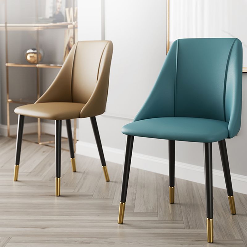 Luxurious Upholstered Armless Chair Leather Chair with Metal Base for Dining Room