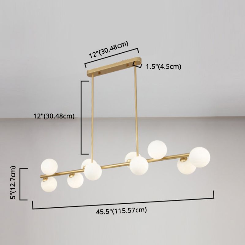 Orb Glass Shade Island Light Fixture Modern Style Metal Hanging Ceiling Lamp for Kitchen Dining Room