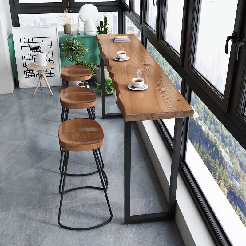 Solid Wood Brown Bar Height Pub Table Sled Modern Bar Height Cocktail Table