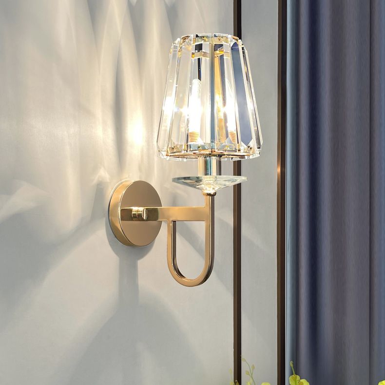 Iluminación de pared sombreada dorada de estilo contemporáneo de cristal de estilo contemporáneo lámpara