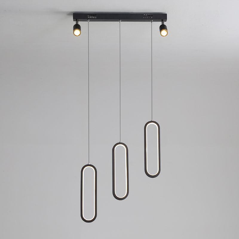 Contemporary Style Linear Island Lighting Metal Island Lighting in Black