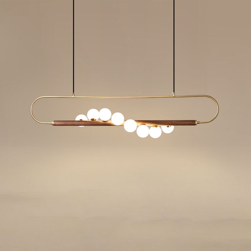 Luces de isla esféricas de estilo creativo moderno luces colgantes de madera