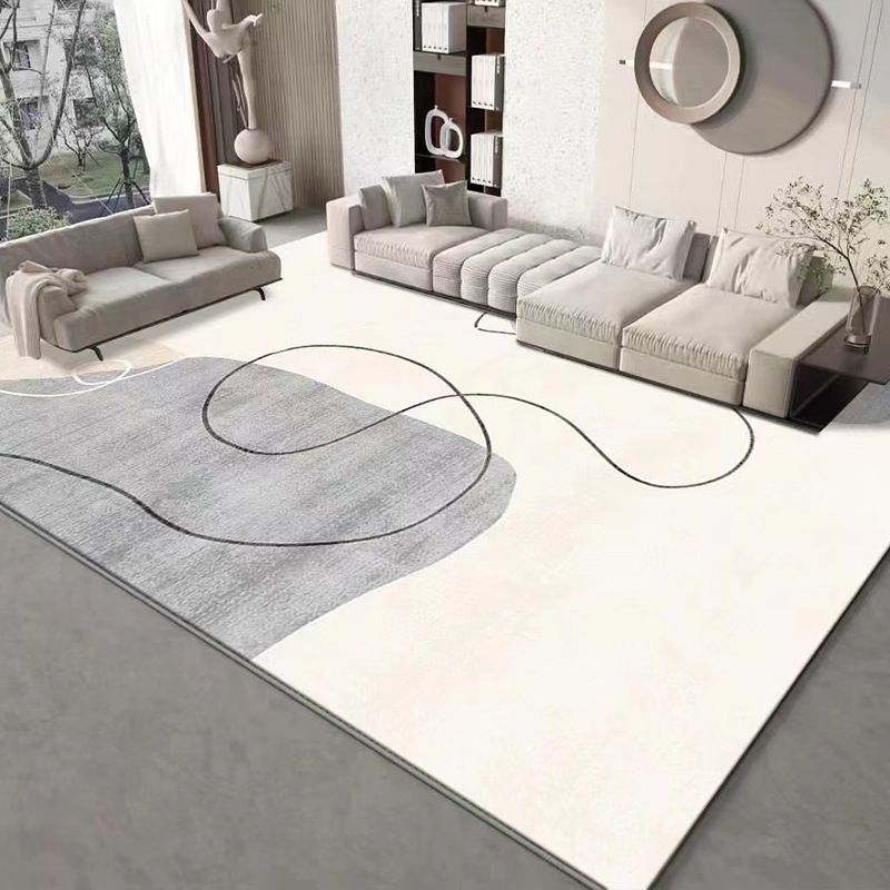 Apricot Color Block Carpet Polyester Casual Carpet Washable Carpet for Living Room