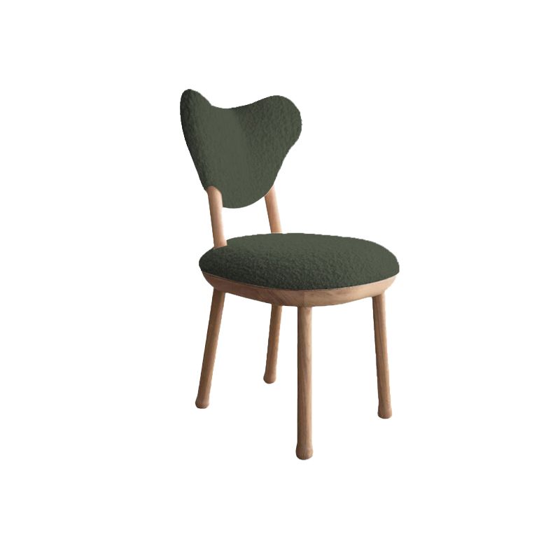 Tight Back Armless Chair Wood Frame Wool Accent Chair with Four Legs