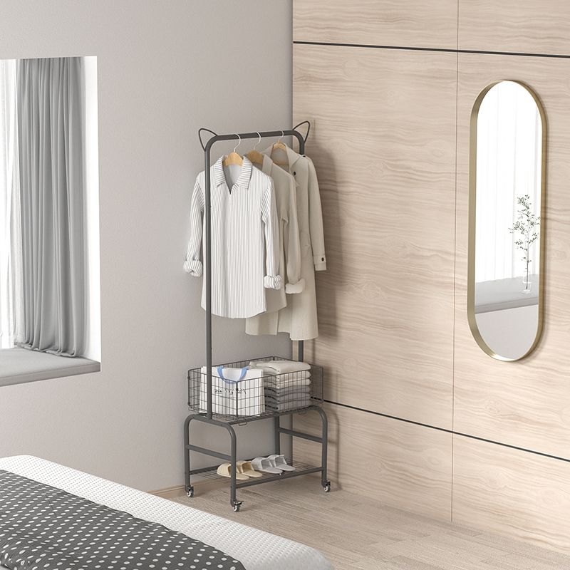 Glam Metallic Coat Hanger Free Standing Movable Coat Rack for Bedroom