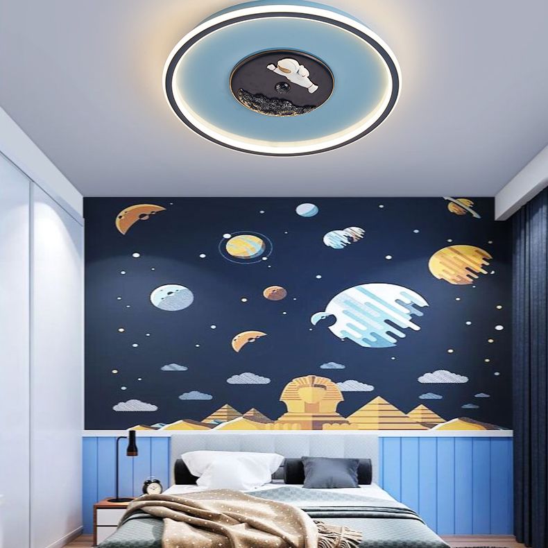 Plafonnier LED en acrylique bleu à 1 lumière, plafonnier arrondi créatif pour chambre d'enfant