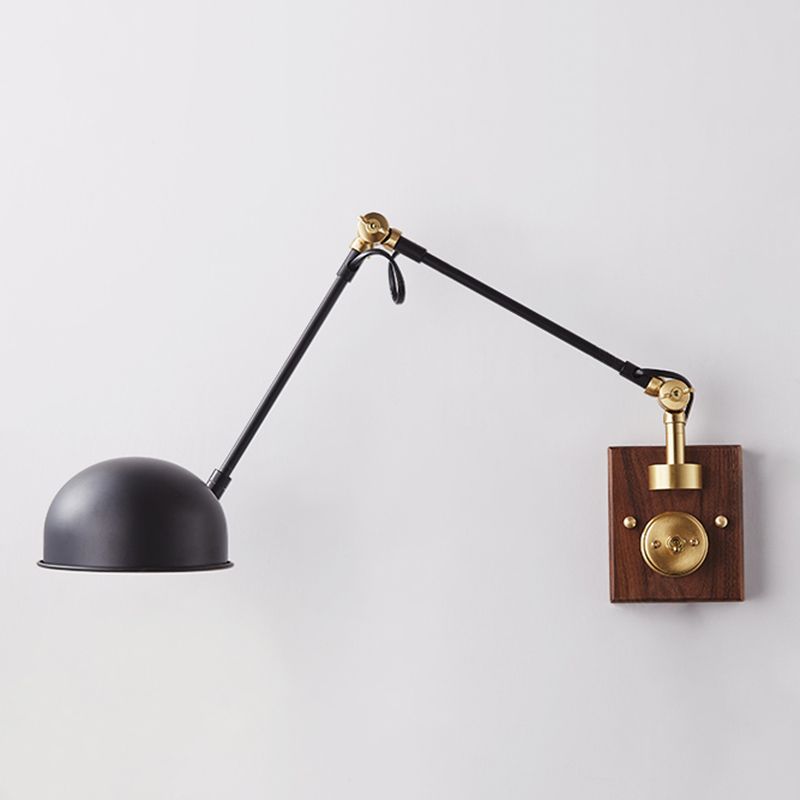 1-Light Wall Mount Lights Industrial Dome Shade Metal Sconces Wall Lights in Black