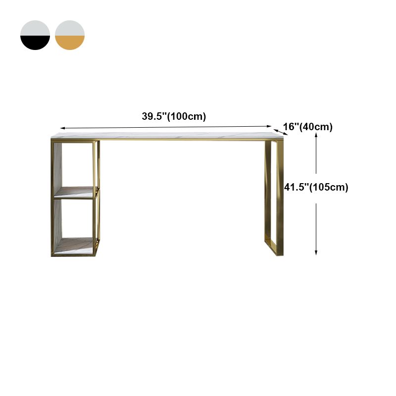 Marble Modern Sled Cocktail Bar Table with Storage Rectangle Counter Table