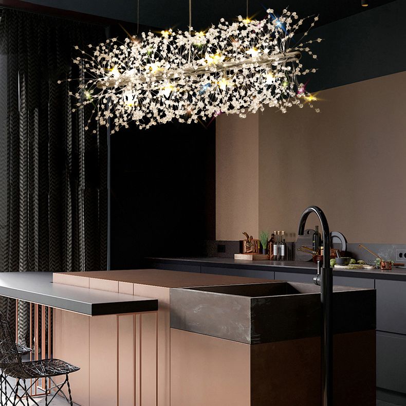 Luce a ciondolo di Crystal Island di ramificazione Modern Dining Room Isola lampade