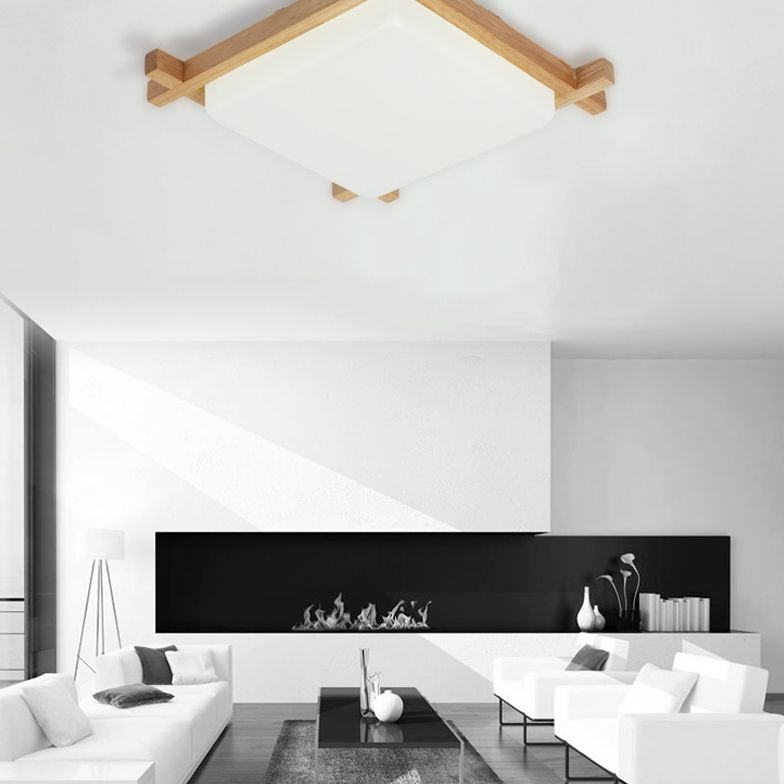 Quadratische Acryl-Einbauleuchte LED-Deckenleuchte im modernen Stil in Beige