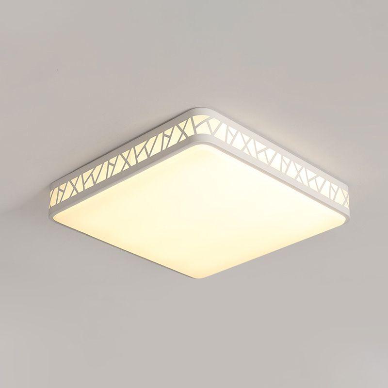 Lámpara de techo empotrada en forma de caja cuadrada, montaje empotrado LED metálico integrado contemporáneo en blanco