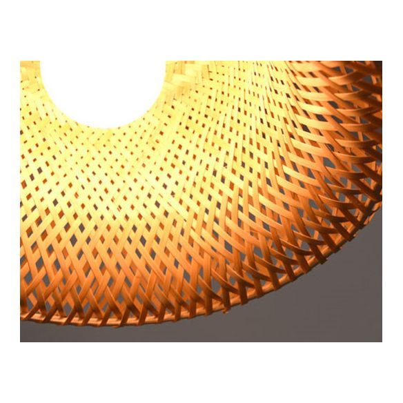 Double walled Hanging Lamp Kit Asian Bamboo 1-Light Beige Hanging Pendant for Restaurant