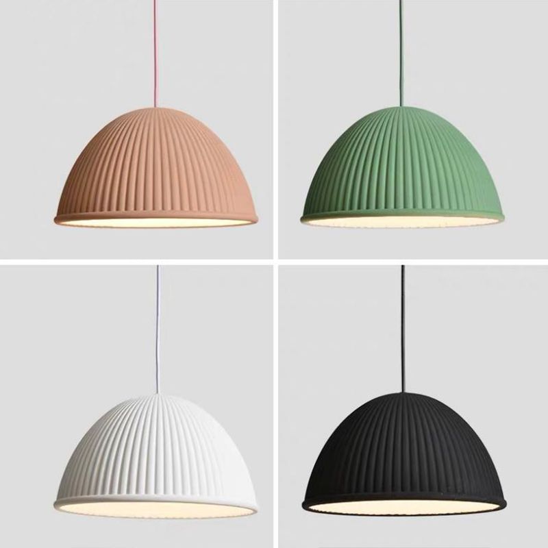 Bowl Shape Hanging Lighting Modern Macaron Style Resin 1 Light Hanging Lamping pour chambre à coucher