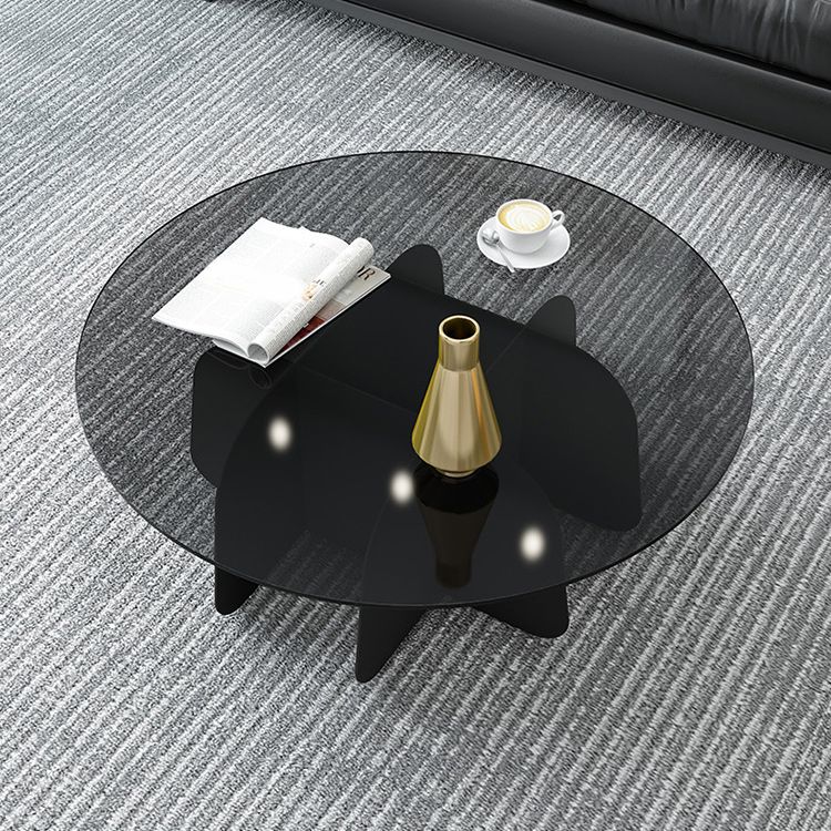 Modern Round Coffee Table Round Glass Top Coffee Cocktail Table for Living Room