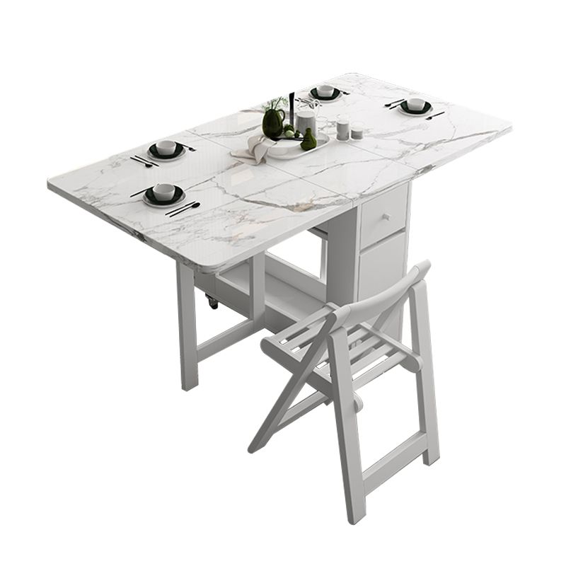 Forma rectangular de 59 pulgadas Mesa de comedor moderna de mediados de siglo Tono blanco