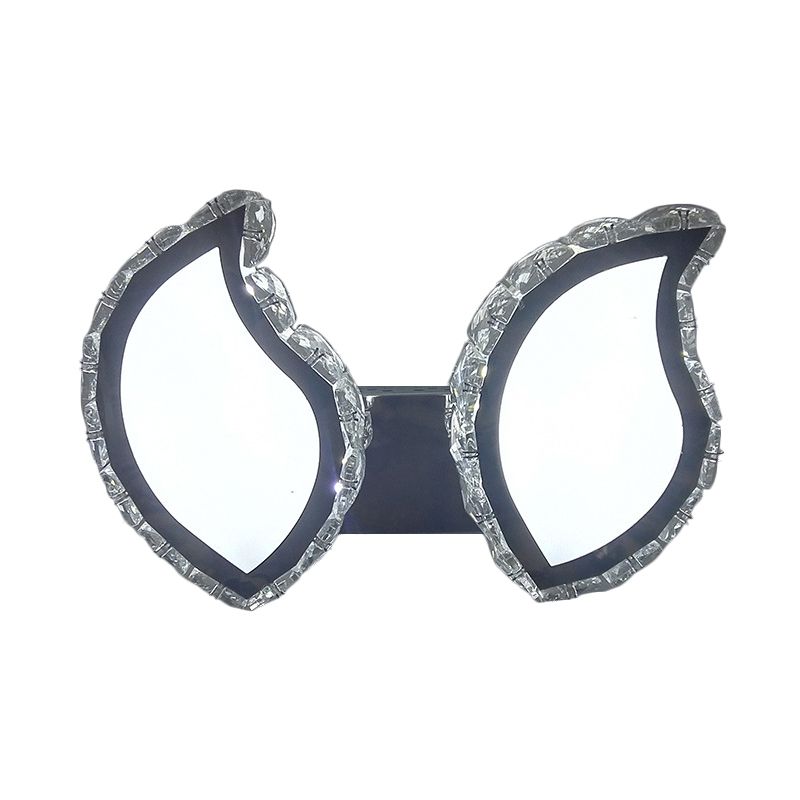 Leaf Bedroom Wall Mounted Light Modern Clear Crystal LED Chrome Finish Surface Wall Sconce