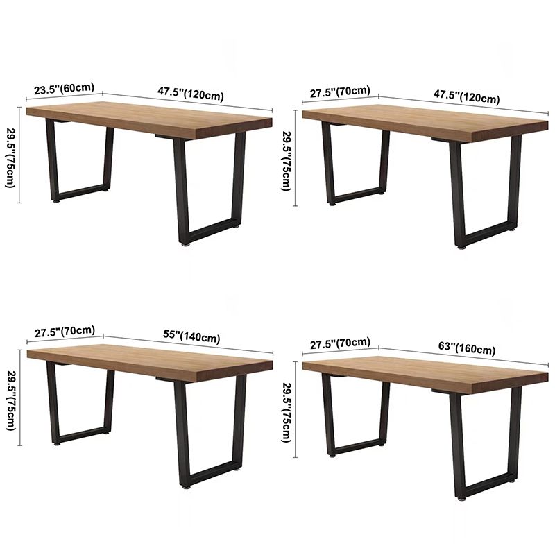 Table à manger en bois massif en pin industriel table rectangle marron avec base de traîneau pour salle à manger