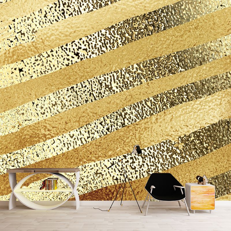 Illustration Foil Stripe Wallpaper Mural for Accent Wall, Dark Color, Made to Measure