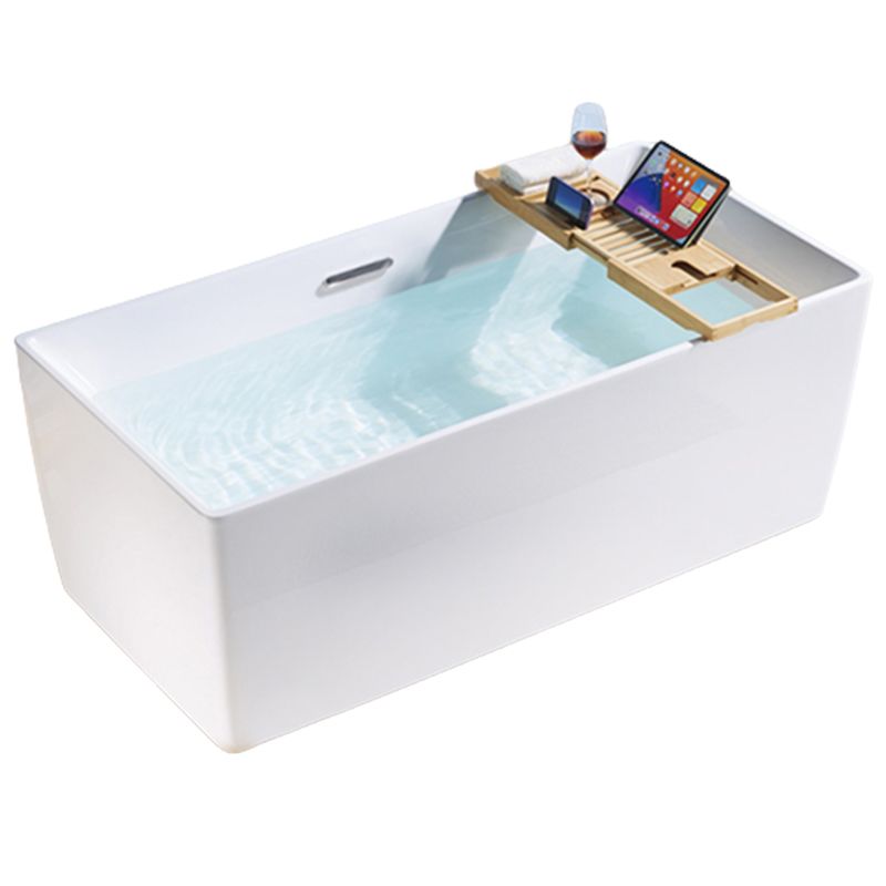 Freestanding Acrylic Bathtub Oval Soaking Tub  with Slotted Overflow & Pop-up Drain