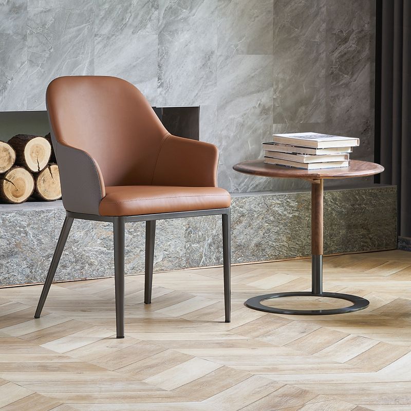 Contemporary Upholstered Arm Chair Home Faux Leather Dining Chair