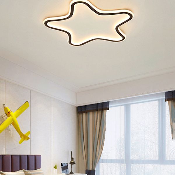 Plafonnier encastré en forme d'étoile en métal, style moderne, éclairage encastré à 1 lumière en noir