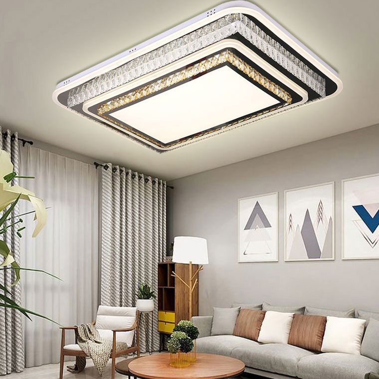 Geometric Crystal LED Ceiling Light in Modern Creative Style Stainless-Steel Ceiling Fixture for Living Room