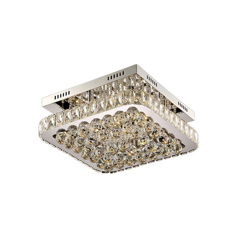 Clear Crystal Ball Square Flush Mount Lampe Minimal Stil LED Korridor Deckenleuchte in Chrome